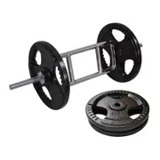 36kg Tricep Barbell Weight Set - 30kg Ez Triple HandIe Irom Cast Weight Plates