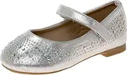 [JOSMO] Girls Flat Pump Low Heel Slipon - Rhinestone Ballet Flats Shoes (Toddler - Little Kid - Big Kid)