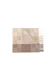 Loewe Checkerboard Fringed Edge Scarf One size White/Beige