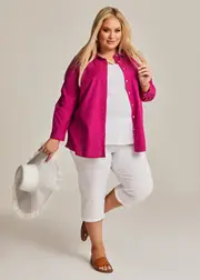 [Taking Shape] Taking Shape Cotton Linen Culotte Size 20 in White - Plus Size Women's Bottoms White