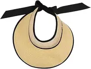 [ESOMAVRIX] Empty Straw Hat Sun Hats for Women Can Holder Big Hat Sunshade Hat Foldable Hat Large Hat Visor Hats for Women Summer Hats for Women Beach Caps Outdoor Hat Summer Straw Hat Beige/2668