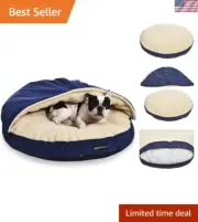 Pet Cave Bed for Dog, Large 35 x 35 x 13 Inches, Blue
