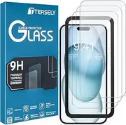 [3 Pack] T Tersely Screen Protector for iPhone 15 (6.1 inch), 9H Hardness Tempered Glass with Installation Alignment Frame,Case Friendly