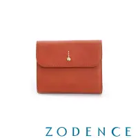 在飛比找博客來優惠-ZODENCE 義大利植鞣革金點設計多卡短夾 橘紅