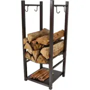 32 in Steel Firewood Log Rack with Tool Holders - Bronze by Sunnydaze