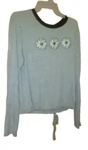 Junior's XL (15/17) 2 piece Gray Ringer Tee and Mask Set Sunflowers New