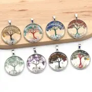 Tree of Life Crystal Pendant – Natural Stone Lucky Charm Necklace 33mm