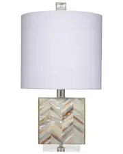 Jamie Young Garbo Mother Of Pearl Table Lamp with Linen Shade