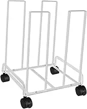 Oshhni Carton Storage Rack with 360° Swivel Casters 12.2x10.2x17.1inch Sturdy Multifunctional for Warehouse Mobile Cardboard Stand, White