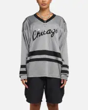[MITCHELL & NESS] Mitchell & Ness Chicago Bulls Chrome Jersey Gunmetal Grey - Size L L Gunmetal Grey