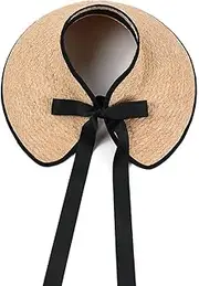 [SXLYKJ] Women Straw Sun Visor Hat Female Spring and Summer Big Eaves Empty Top Hat Seaside Vacation Sunshade Shape Hat 56-58cm (Color : Beige)