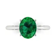 2.5 Oval Cut Emerald Stone Bridal Designer Engagement Ring 14k White Solid Gold