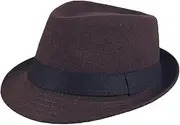 [Cimjim] Unisex Timelessly Classic 20s Trilby Fedora Hat Men Women Short Brim Panama Jazz Cap Manhattan