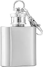 NUZAMAS 1 Oz Keychain Whiskey Flask Portable Mini 304 Stainless Steel Hip Flask Pocket Container with Keychain for Drinking Liquor Hip Bottle Wine Buckets for Men