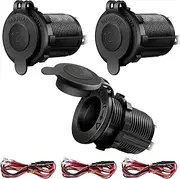 MAEZOE 12V Cigarette Lighter Socket, 3-Pack Car Marine Motorcycle ATV RV Lighter Socket Power Outlet Socket Replacement Waterproof Plug