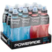 Powerade ION4 Sports Drink 12 x 600ml Mixed Pack (6 Mountain Blast+ 6 Berry Ice)