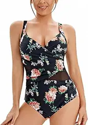 [SEAFORM] Womens One Piece Swimsuits Tummy Control Bathing Suit Wrapped Mesh Slimming Swimsuit Sexy V Neck Swimwear Monokini