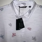 TRAVIS MATHEW PIMA COTTON BLEND SUGAR SKULL SOMBRERO PRINT POLO SHIRT 2XL NWT
