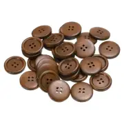 30pcs Wooden Sewing Button 28mm 4 Holes Round Craft Buttons, Coffee