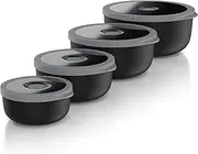 Arendo - Storage Jars Set with Lid - Set of 4 - Salad Bowl Mixing Bowl - Bowl Set in Various Sizes - Food Safe - Dishwasher and Microwave Safe - Round 0.35 to 2 litres