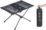 windhike Naturehike Camping Foldable Table, Lightweight table With 2 Cup Holders,Portable Outdoor Table For Beach,Backyard, BBQ, Party, Picnic, Included Carrying Bag (Black-aluminum alloy)