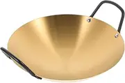 KICHOUSE Practical Pot Stainless Steel Stockpot Nonstick Double Handle Wok Outdoor Cooking Utensil Metal Wok 24cm