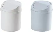 Operitacx 2pcs Mini Desktop Trash Bins with Lid Stylish Rubbish Containers for Office Bedroom Bathroom Waste Bins Grey