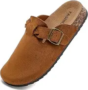 [Otoepazm] Unisex Clogs Mules with Cork Leather Slippers Garden Shoes with Premium Footbed