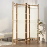 Folding 4-Panel Room Divider 160 cm Bamboo Canvas Privacy Screen Home Deco 50624