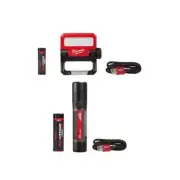 Milwaukee Pivoting Flood Light 550 Lumens LED USB w/ 800 Lumens Focus Flashlight