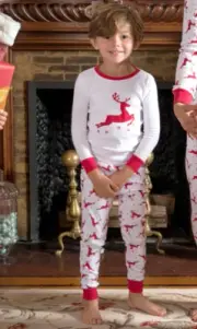 Leveret White Reindeer Christmas Pajamas NWT- Size 6