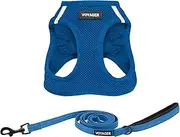 Voyager Step-in Air All Weather Mesh Harness and Reflective Dog 5 ft Leash Combo with Neoprene Handle, for Small, Medium and Large Breed Puppies by Best Pet Supplies - Set (Royal Blue), XL