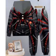 Boys' 3D Spider Hoodie Sweatpants Set Sports Suit Tracksuits Long Sleeve Spring Fall Daily Basic Casual Kids 4-12 Years Hooded Outdoor Vacation Sports Tailore