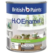 British Paints H2O ENAMEL PAINT Non Yellowing Formula SEMI GLOSS WHITE 500ml