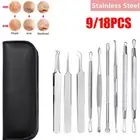 9/18PCS Blackhead Remover Extractor Tool Pimple Blemish Popper Comedone Kit Clip