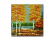 Genuine Oil painting, Country field with trees, size 100x100cm, stretched on 40m