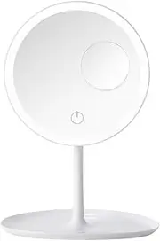 TOVINANNA 1set LED Light Vanity Mirror Vanity Table Mirror Rotating Makeup Mirror LED Makeup Mirror Compact Mirror Round Tabletop Mirror Dressing Mirror Desk Cosmetic Mirror Abs White