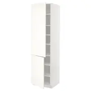 METOD high cabinet with shelves/2 doors, white/Vallstena white, 60x60x220 cm