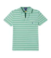 [Polo Ralph Lauren Kids] Polo Ralph Lauren Kids Striped cotton and linen polo shirt Y 10-12 green