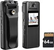 BOBLOV A22 Body Worn Camera, 180° Rotate Lens, Support 8-10Hours Recording,1080PHD Video Equipment with OLED Screen to Playback, Camcorder with Audio Recording for Daily Proof (64GB)
