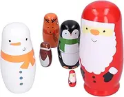 6Pcs Russian Nesting Dolls Present Wooden Painted Art Crafts Cartoon Ornament for Home Decoration