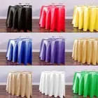 Elegant White Satin Tablecloth Bright Smooth Fabric Round Table Cloth for Weddin