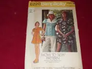 1974 SIMPLICITY #6220 - LADIES "HOW TO SEW" TOP-DRESS & PANTIES PATTERN 10 FF