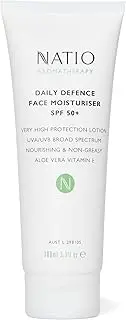 [Natio] Australia Aromatherapy Daily Defence Face Moisturiser SPF 50+ 100ml - Daily Face Lotion & Sunscreen - Broad Spectrum UVA/UVB, Fragrance Free, Hydrating - Aloe Vera & Vitamin E - Made in Australia