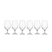 6pc Krosno Harmony Stemmed 400ml Beer Glasses Craft/Lager Drink Cup Set Clear