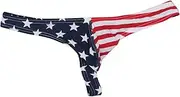 [MuscleMate] Hot Men's Thong Underwear, USA Star-Spangled Banner, Men's Stars and Stripes Thong G-String Underwear.