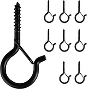 BEHENO 8 PCS Q-Hanger, Screw Hooks for Outdoor String Lights - Ceiling Hooks for Hanging Plants Wind Chimes, Safety Buckle Design, Windproof, 2.2 Inches