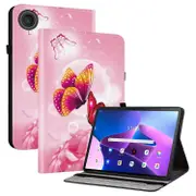 For Lenovo Tab TB311FU Leather Case Pattern Printed Stand Tablet Cover with Card Slots Pink Pink Butterfly