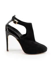 Black Suede Ankle Cut Out Heels