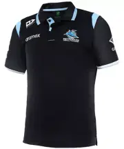 Cronulla Sharks Media Polo Sizes XS & Small Black NRL Dynasty In Stock Now 22